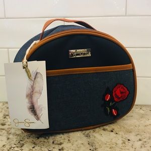 JESSICA SIMPSON Denim Rose Travel Makeup Case